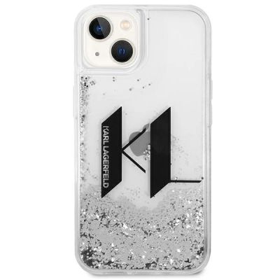 3. Karl Lagerfeld Liquid Glitter Big KL Hülle für iPhone 14 - Silber