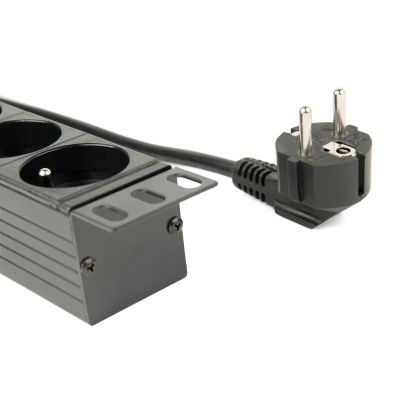 4. GEMBIRD 19-Zoll-Rack-Steckdosenleiste PDU EG-PDU-014-F, 1 HE, 16 A, 8 französische Steckdosen, Schuko-Stecker, 3-m-Kabel