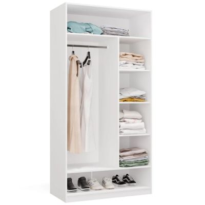 2. Garderobenschrank OPENO 1W6P WEISS, modulares Regal mit Kleiderstange und Einlegeböden für das Schlafzimmer