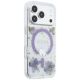 4. Guess Resin Flowers Glitter MagSafe Hülle für iPhone 18 Pro / 17 Pro - Lila