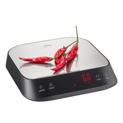 2. GEFU PREZISO elektronische Küchenwaage, schwarz, Edelstahl, rechteckige Oberseite