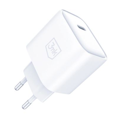 2. 3mk Rayo Ladegerät 20W PD3.0 PPS USB-C Wandladegerät + USB-C / USB-C 3A 60W Kabel - Weiß