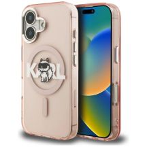 Karl Lagerfeld IML Choupette Sketch Logo MagSafe iPhone 16 Hülle - Pink