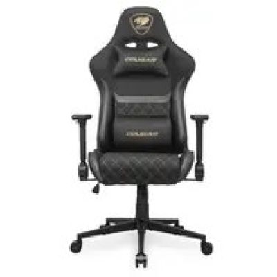 9. COUGAR CGR-A2F-GLB Universal-Gamingstuhl mit gepolsterter, bezogener Sitzfläche, Schwarz, Gold