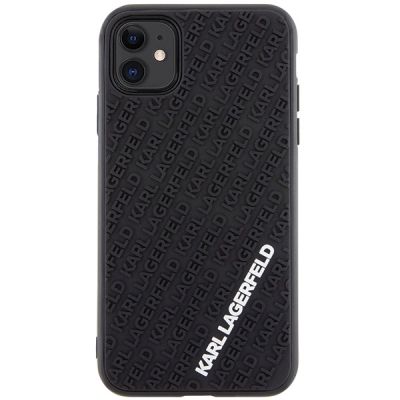 3. Karl Lagerfeld KLHCN613DMKRLK iPhone 11 / Xr 6,1" schwarz/schwarzes Hardcase 3D Rubber Multi Logo