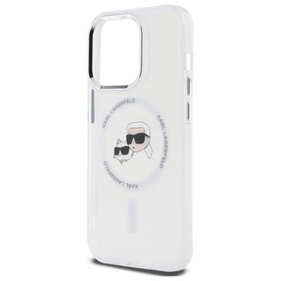 6. Karl Lagerfeld IML Metal Karl & Choupette Head MagSafe Hülle für iPhone 14 Pro Max - Weiß