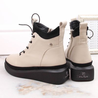 14. Filippo W PAW482 beige isolierte Plateaustiefeletten aus Leder