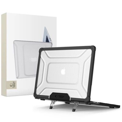 Tech-Protect SmartShell Pro Hülle für MacBook Air 13" 2023-2025 M2 / M3 / M4 - transparent und schwarz