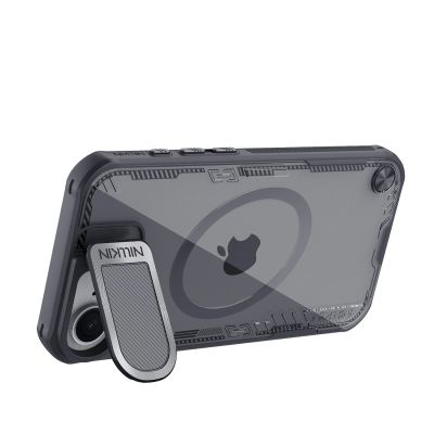 5. Nillkin Iceblade Prop Magnethülle mit Objektivabdeckung und Ständer für iPhone 16e / 17e – Schwarz