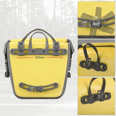 3. Rockbros AS-003-1Y wasserdichte Fahrradtasche mit Schultergurt, Vorder-/Hinterradbefestigung, 10–14 l – gelb