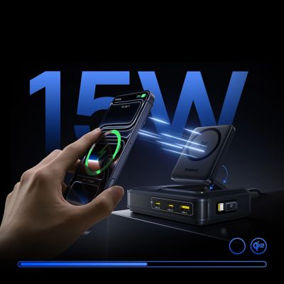 10. Baseus Nomos NH21 Qi2 160W 5-in-1 Kabellose Ladestation mit einziehbarem Kabel – Schwarz