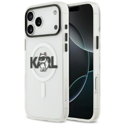 Karl Lagerfeld IML Choupette Sketch Logo MagSafe Case für iPhone 17 Pro – Transparent