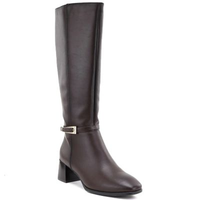 10. Braune Damen-Lederstiefel mit hohem Absatz, Sergio Leone KZ-31-S