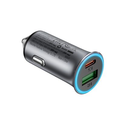 2. Acefast B16 95W USB-A + USB-C Kfz-Ladegerät – Grau