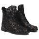 4. Schwarze Damen-Ankle-Boots aus Leder mit Blumenmuster, Filippo DBT8283