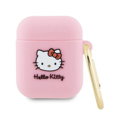 Hello Kitty Silikon 3D Kitty Head Hülle für AirPods 1/2 – Rosa
