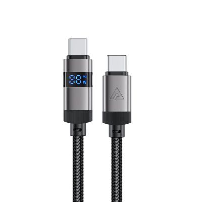 Acefast C15-03 USB-C - USB-C-Kabel mit Display 480Mb/s 60W 1,2m - Schwarz