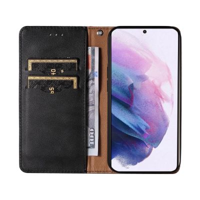 8. Magnetband Hülle Hülle für Samsung Galaxy S22+ (S22 Plus) Tasche Geldbörse + Mini Lanyard Anhänger Schwarz