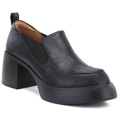 Schwarze Damen-Lederschuhe mit hohem Absatz D&A S.Barski CR62-3525