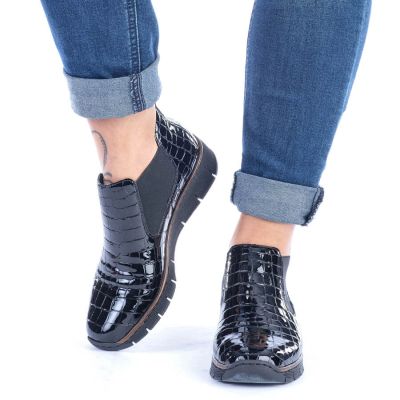 68. Rieker W R474 Schlangenleder Stiefeletten schwarz