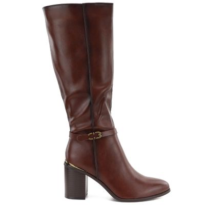 2. Damenstiefel mit Blockabsatz, braun, Sergio Leone KZ-08