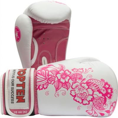TOP TEN „Ultimate Woman“ Boxhandschuhe 10 oz Weiß und Pink
