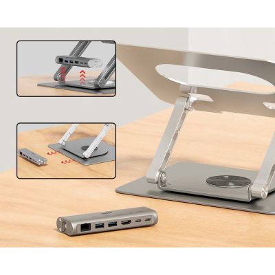7. UNITEK Laptopständer + USB-C-Hub, HDMI 1.4, 4K, PD 100W