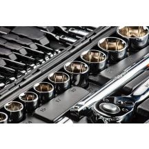 Neo Steckschlüsselsatz 1/4" 1/2" 77-teilig CrV 08-915