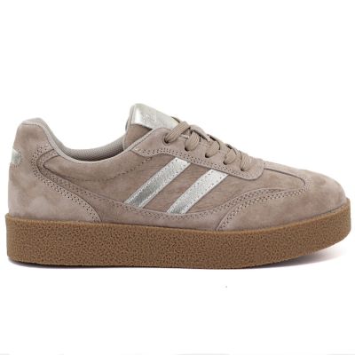 2. Beigefarbene Plateau-Sneaker aus Leder für Damen, S.Barski LR62-7107