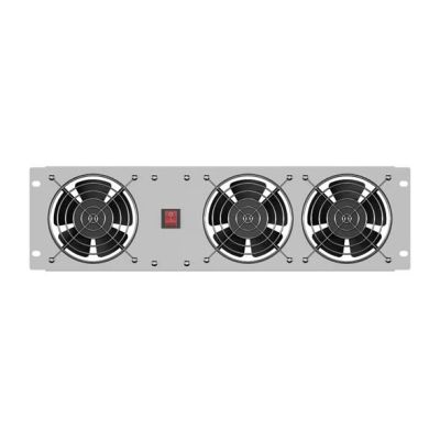 3. LANBERG Vertikal-Lüftungspanel 3 HE 19" für Rack-Schränke, drei Lüfter, 230 V, grau
