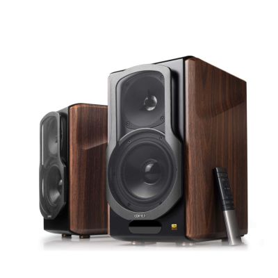 6. Edifier S2000 MKIII Bluetooth-Regallautsprecher (Paar) - Schwarz/Braun