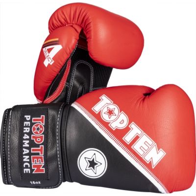 TOP TEN RTT-4Select Leder-Boxhandschuhe 10 oz Rot und Schwarz