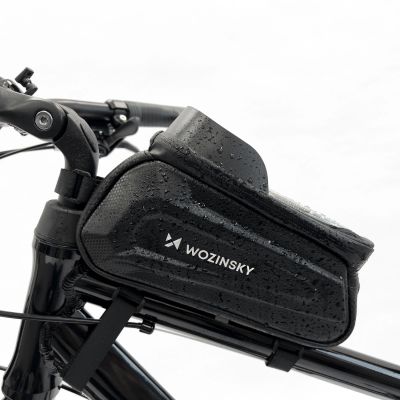 6. Wozinsky Fahrrad-Rahmentasche mit Handyhülle 1,7 l Schwarz (WBB28BK)