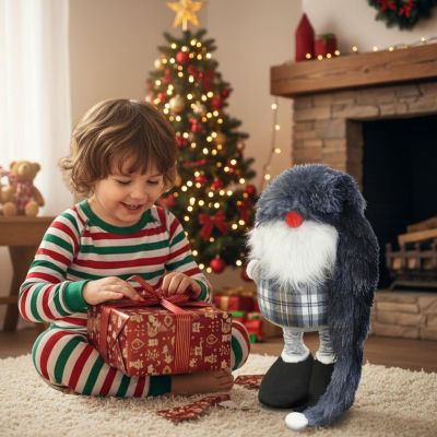 6. Dekorativer Gartenzwerg auf Teleskopen 38-88 cm, grau