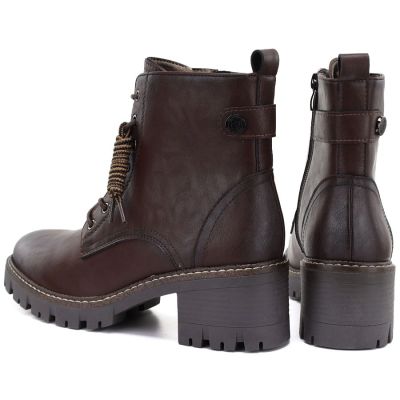 5. Braune Damen-Lederstiefeletten mit Blockabsatz M.Daszyński OL77-3