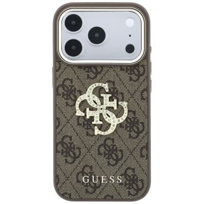 3. Guess 4G & Big Strass Logo Hülle für iPhone 17 Pro Max / 18 Pro Max - Braun