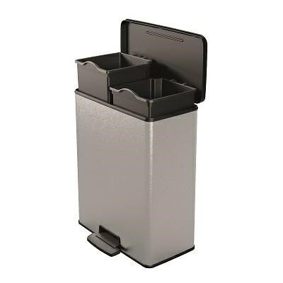 CURVER ABFALLBEHÄLTER MIT PEDAL 26L+26L / IML METALLIC