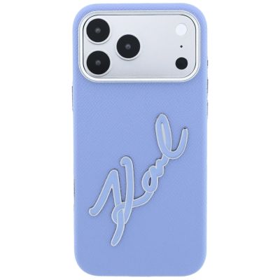 3. Karl Lagerfeld Schutzhülle mit großem, glattem Harz-Logo für iPhone 18 Pro Max / 17 Pro Max – Blau