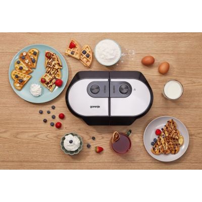 10. Gorenje Mini-Grill, Elektrogrill, Waffelplatte, WM1400SB, 1400 W, Durchmesser 18 cm, Schwarz