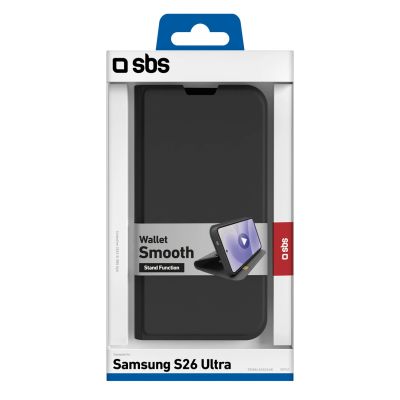 2. SBS Wallet Smooth Hülle für Samsung Galaxy S26 Ultra mit Klappfunktion – Schwarz