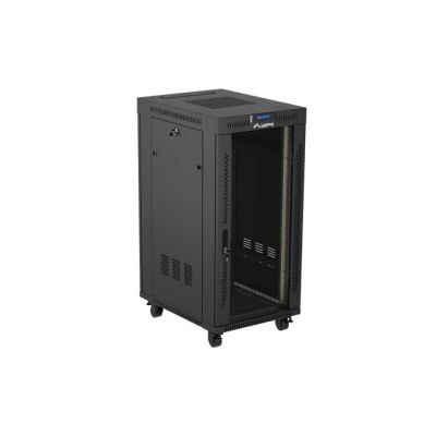 16. LANBERG Standschrank 19" 24U 600x800 Schwarze Glastür LCD (Flatpack) V2