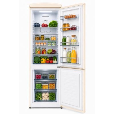 3. Ravanson LKK-315RC Retro-Kühlschrank 597 mm x 707 mm x 1943 mm | 315 l | No Frost | Energieeffizienzklasse E | Creme