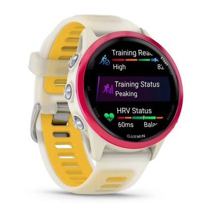 3. Garmin Forerunner 570 42mm Uhr aus Aluminium in den Farben Knochenweiß/Himbeere