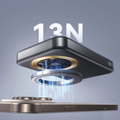 8. Joyroom JR-PBM12 Powerbank 10000 mAh 22,5 W MagSafe-kompatibel, 15 W kabelloses Laden, mit Ringbasis – Schwarz