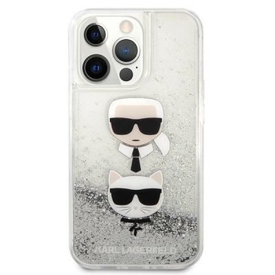 3. Karl Lagerfeld Liquid Glitter Karl&Choupette Head Case für iPhone 13 Pro Max - Silber