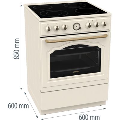 10. GORENJE GECS6B70CLI Retro-Elektroherd 60 cm | ExtraDampfgarfunktion | Heißluftfrittierfunktion | Gefrorenes Backen | Sahne