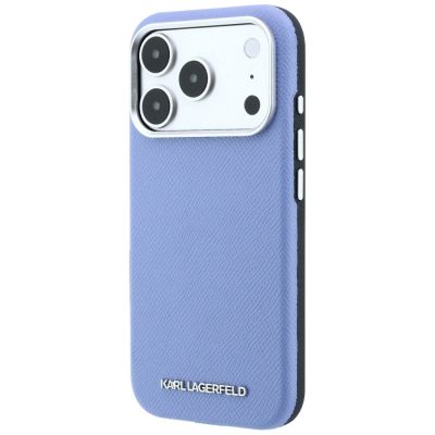 2. Karl Lagerfeld MagSafe-Hülle mit genarbtem, länglichem Logo für iPhone 17 Pro Max / 18 Pro Max – Blau