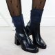 11. Damen-Lack-Stiefeletten mit Blockabsatz, blau M.Daszyński SA269-1