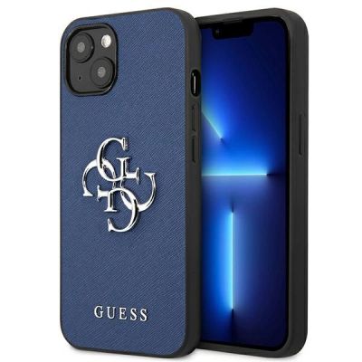 Guess GUHCP13SSA4GSBL iPhone 13 mini 5.4" blau/blau Hardcase Saffiano 4G Metal Logo