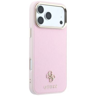 4. Guess Saffiano Small 4G & Classic Logo MagSafe Hülle für iPhone 18 Pro / 17 Pro – Rosa